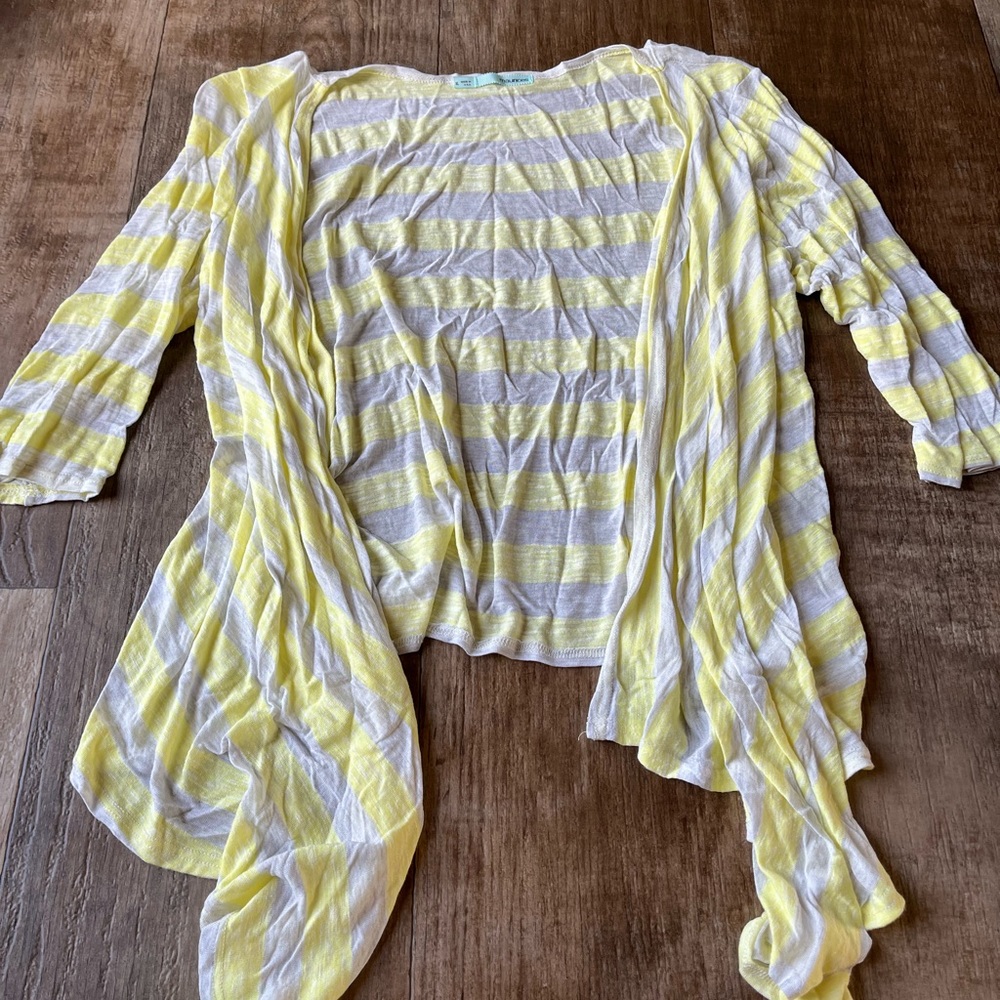 Maurice’s Yellow and Cream Striped Cardigan Size XL